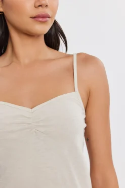 Without Sleeves*Velvet - Peg Cotton Slub Tank SAND