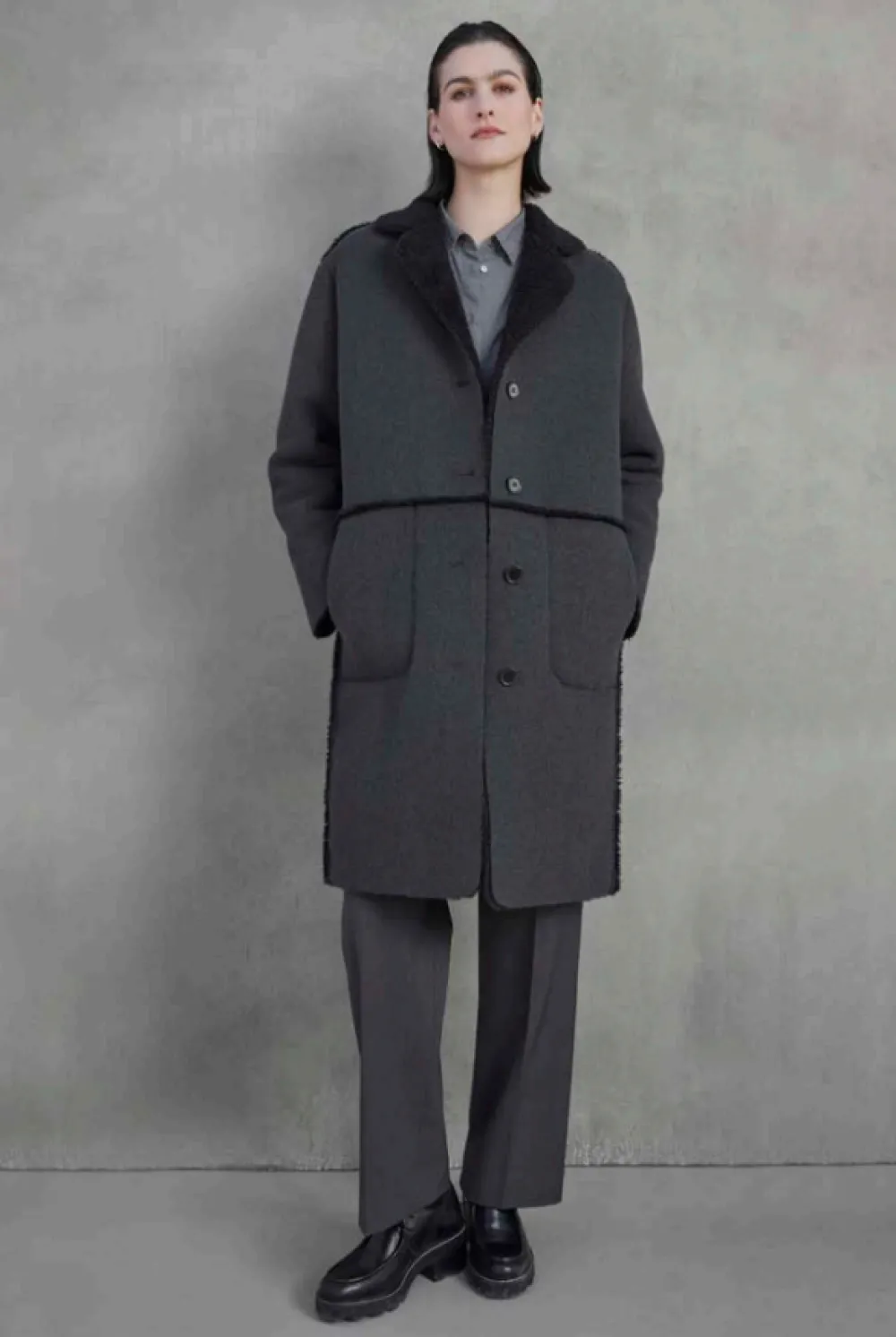 Yarns*Velvet - Rosemead DS Outerwear Coat CHARCOAL