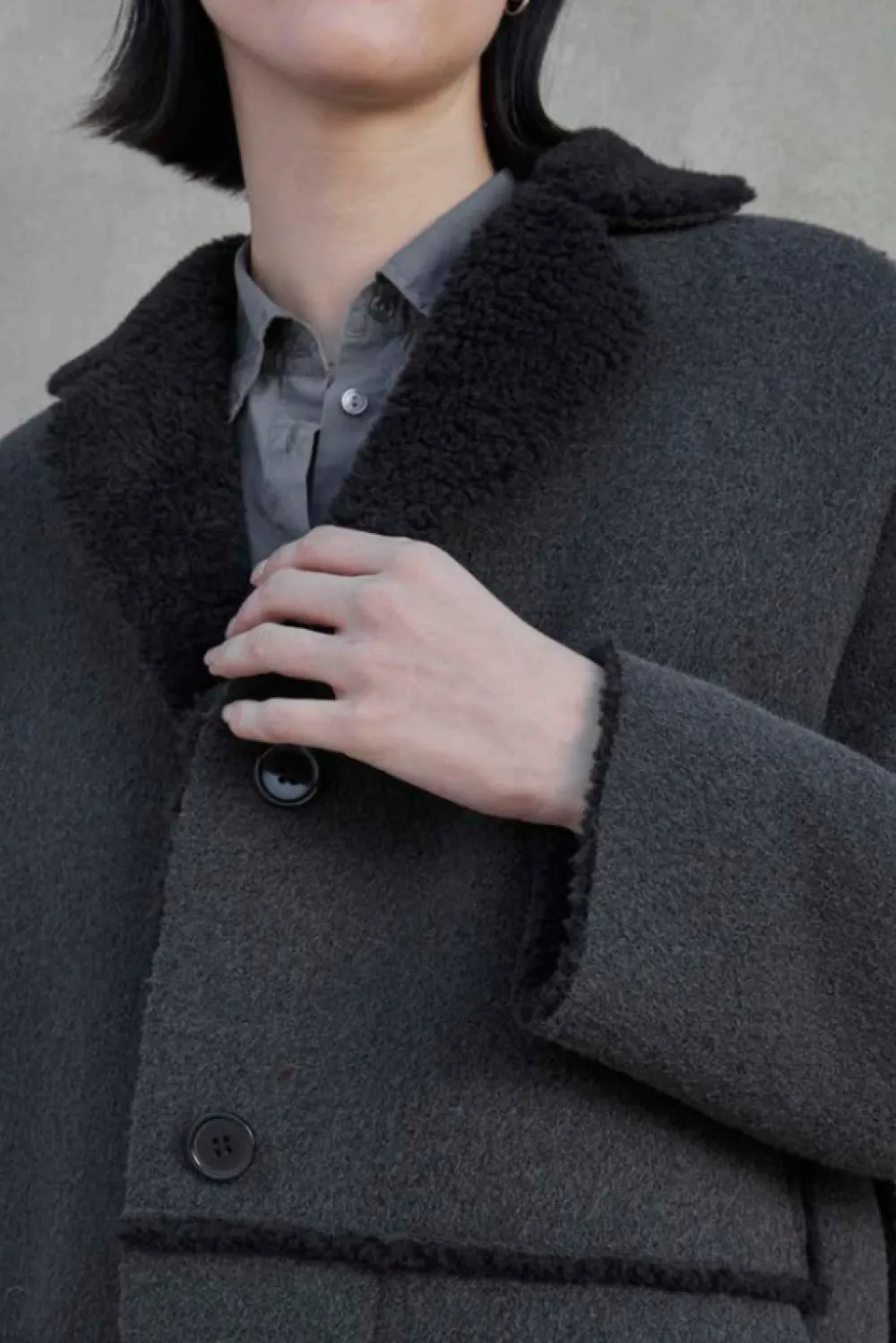 Yarns*Velvet - Rosemead DS Outerwear Coat CHARCOAL
