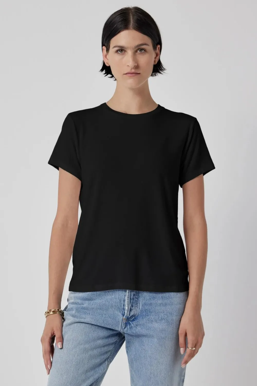 Short Sleeves*Velvet - Solana DS Modal Jersey Tee BLACK