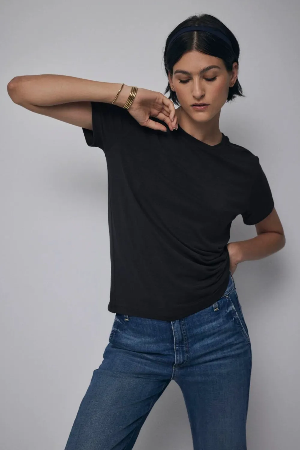 Short Sleeves*Velvet - Solana DS Modal Jersey Tee BLACK